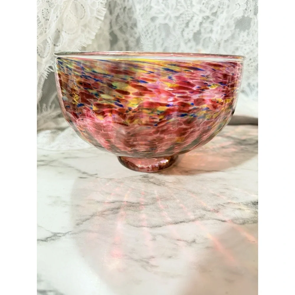 Beautiful Hand Blown Glass Bowl With Signature Dated 2003 6